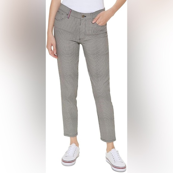 Tommy Hilfiger Womens Black White Houndstooth Stretchy Knit‎ Dress Pants - Picture 1 of 11